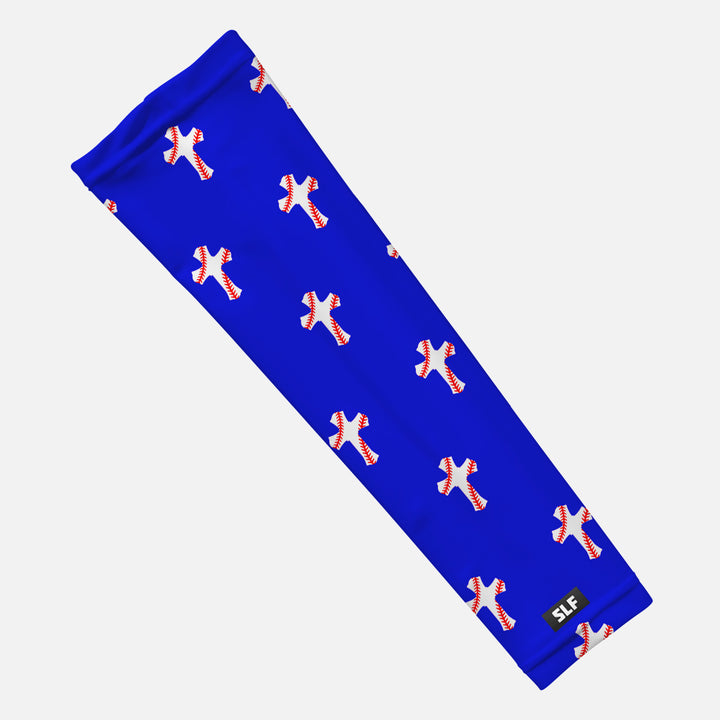 Baseball Cross Pattern Royal Blue Arm Sleeve