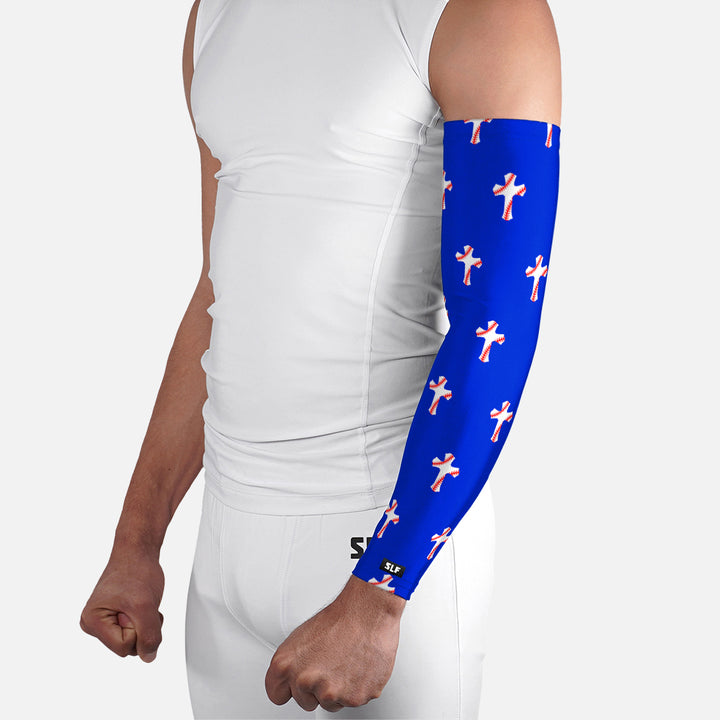 Baseball Cross Pattern Royal Blue Arm Sleeve