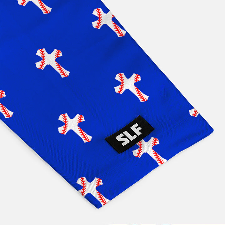 Baseball Cross Pattern Royal Blue Arm Sleeve