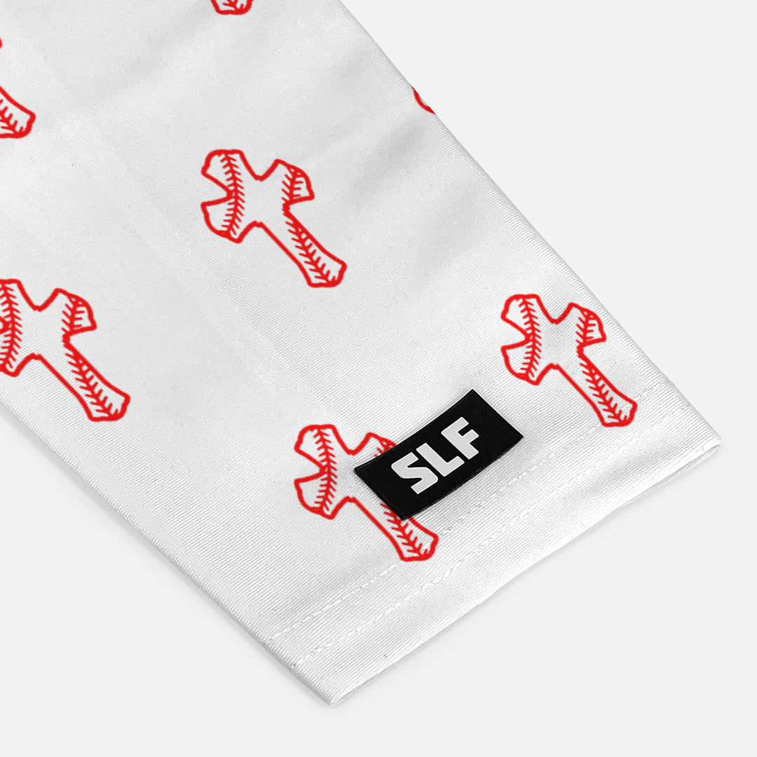 Baseball Cross Pattern White Kids Arm Sleeve