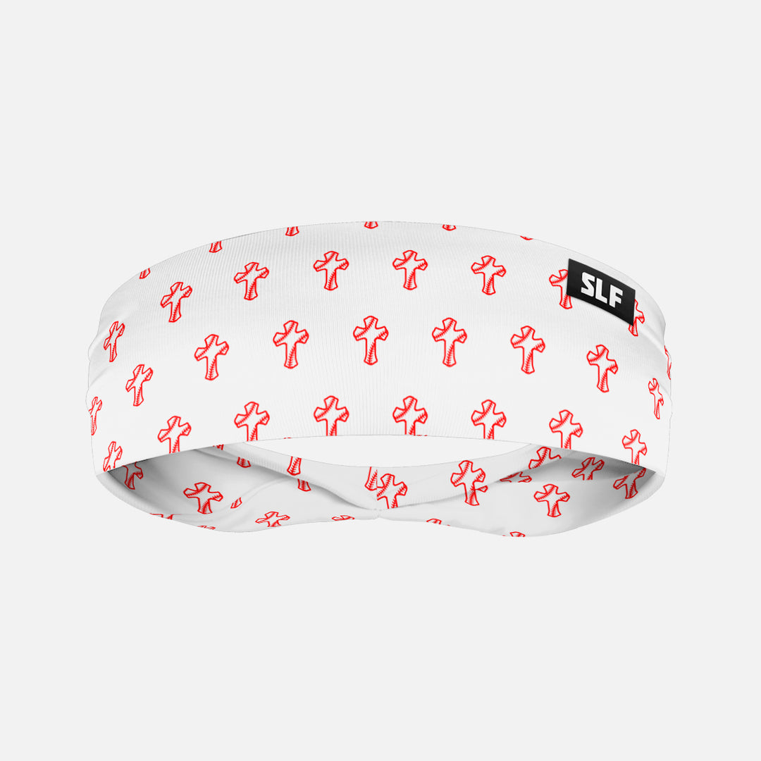 Baseball Cross Pattern White Kids Headband