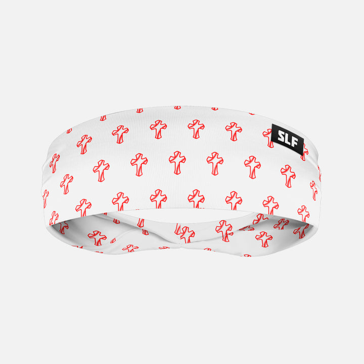 Baseball Cross Pattern White Kids Headband