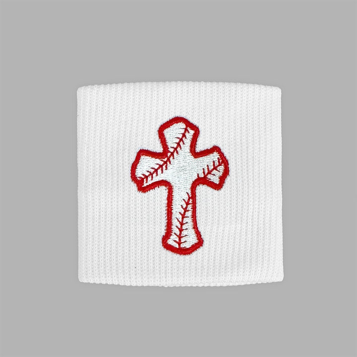 Baseball Cross White Drip Wristband