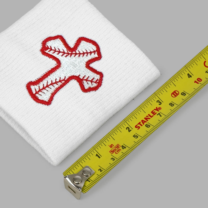 Baseball Cross White Drip Wristband