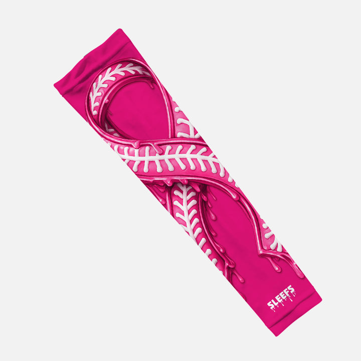 Pink Ribbon Drip Baseball Kids Arm Sleeve