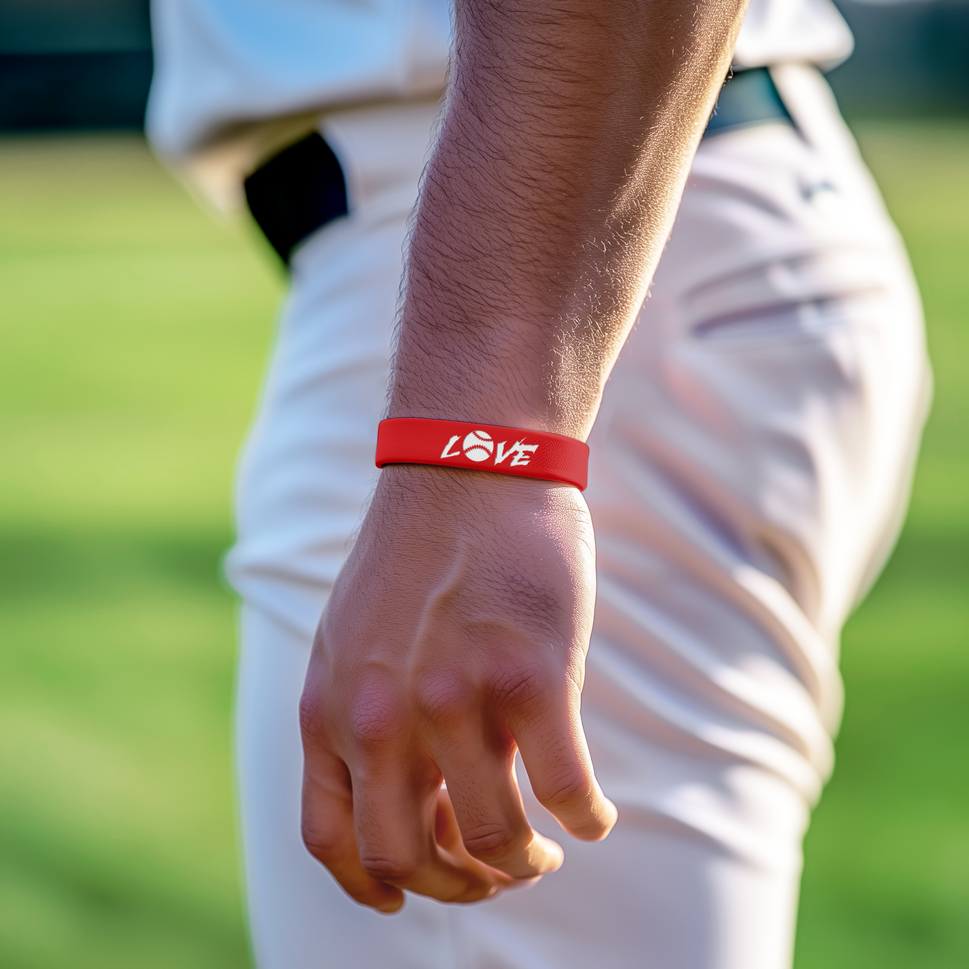 Baseball Love Red White Motivational Wristband