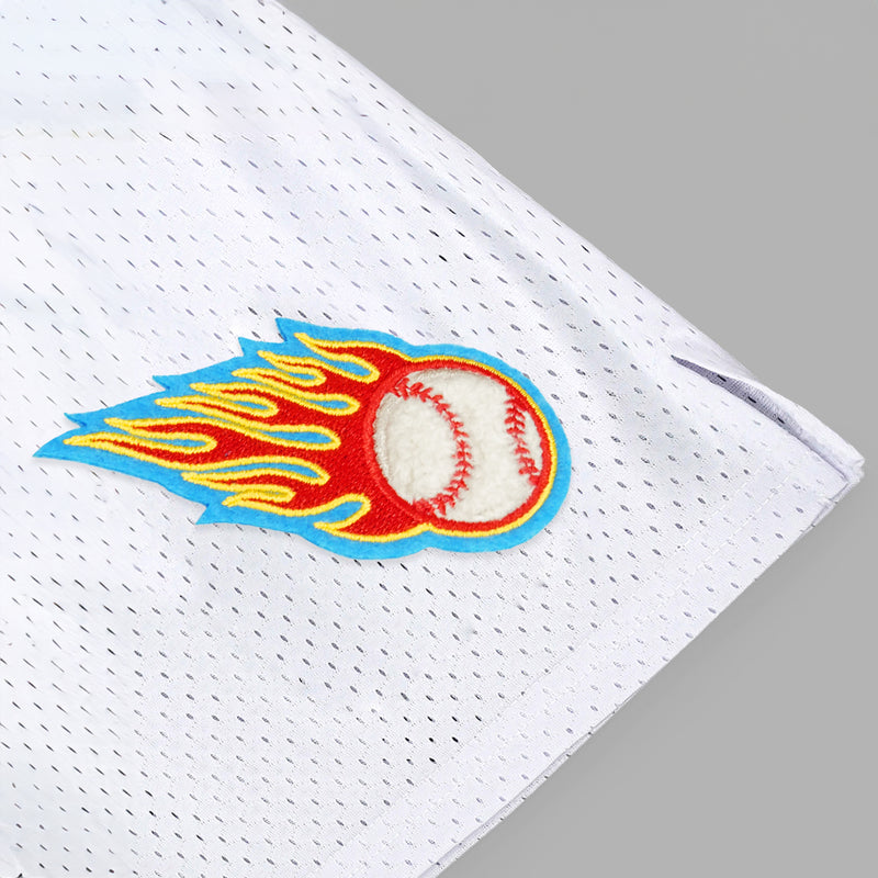 Baseball On Fire Patch Shorts - 7"