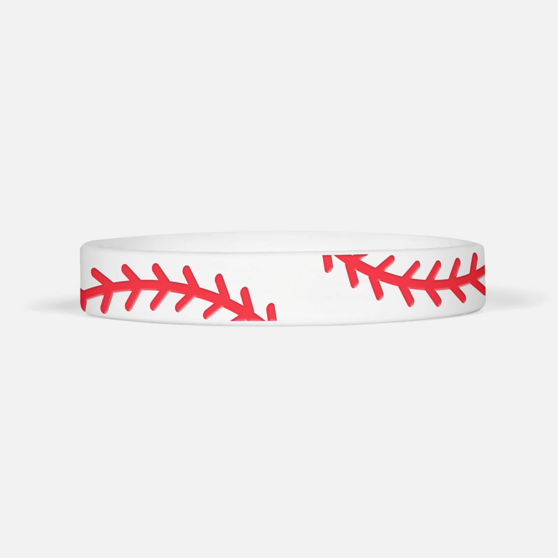 Baseball Stitches White Motivational Wristband