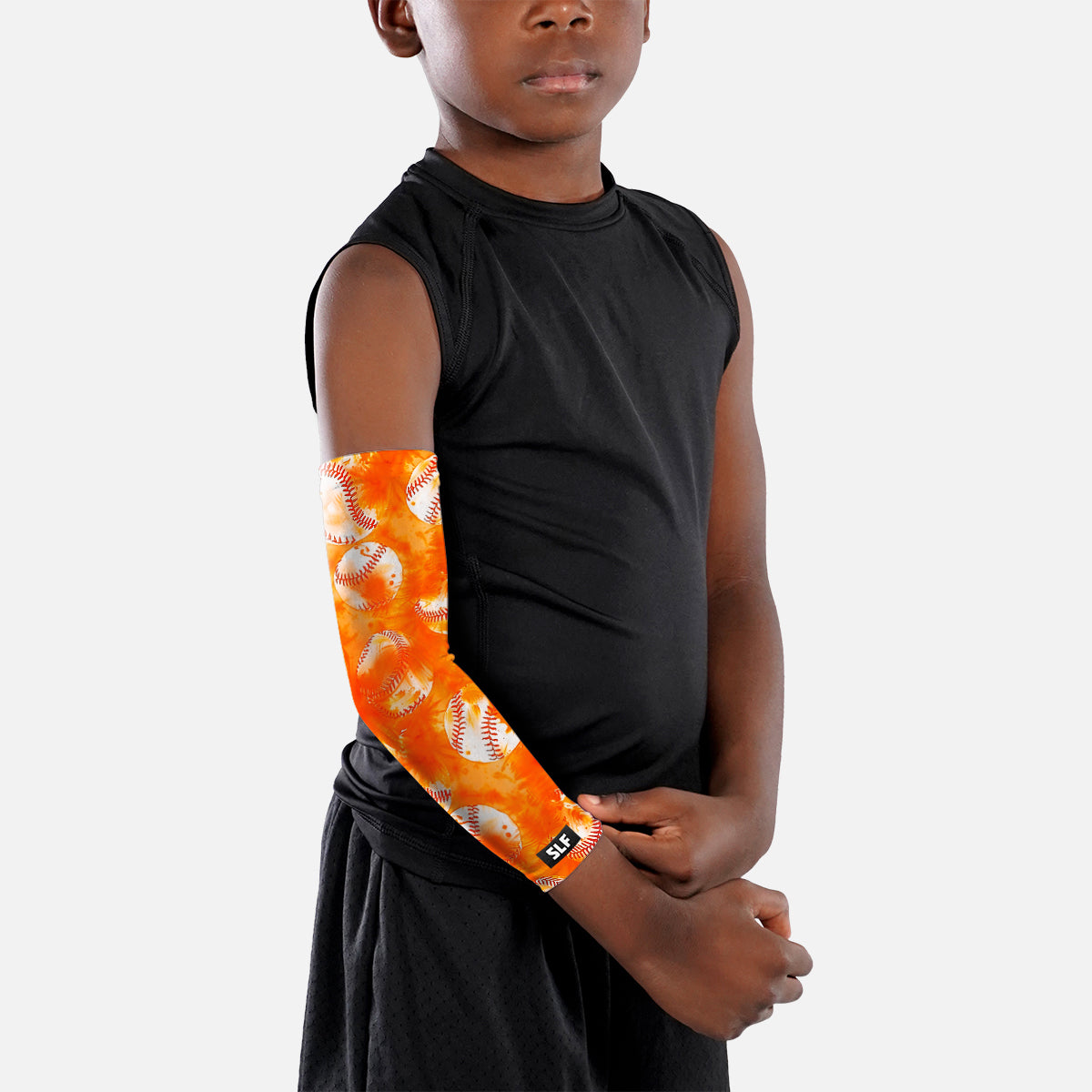 Baseball Tie Dye Orange Kids Arm Sleeve