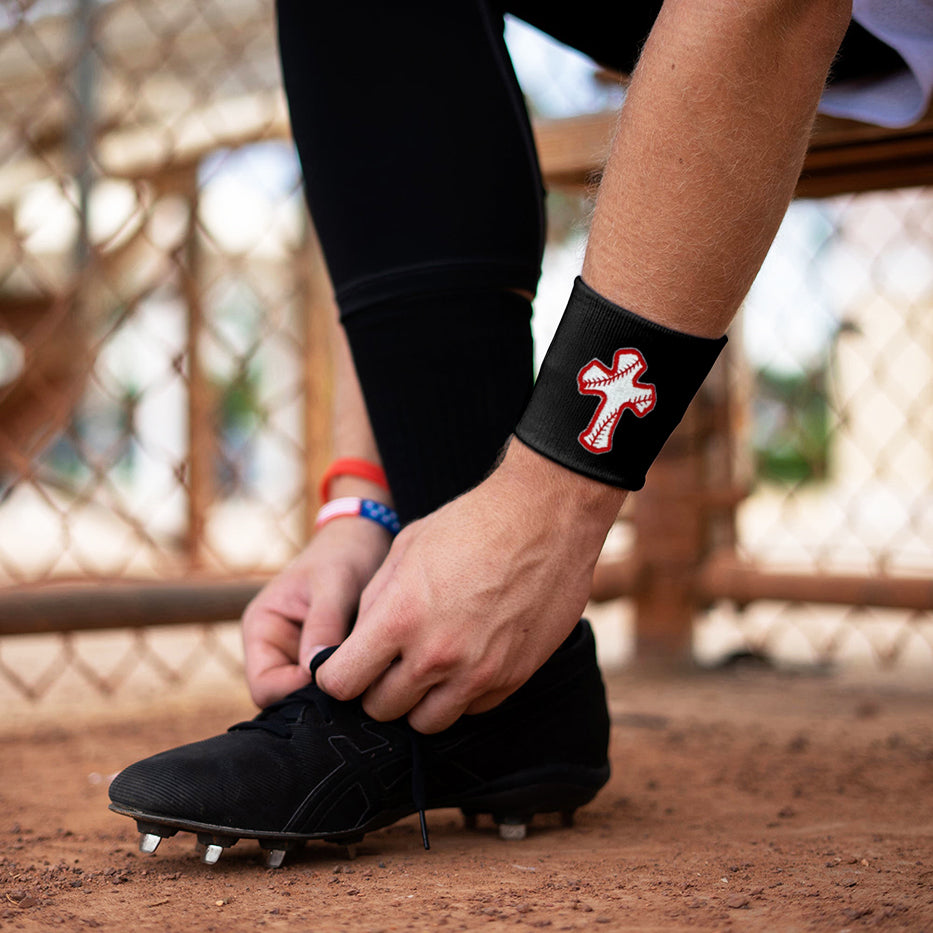 Baseball Cross Black Drip Wristband