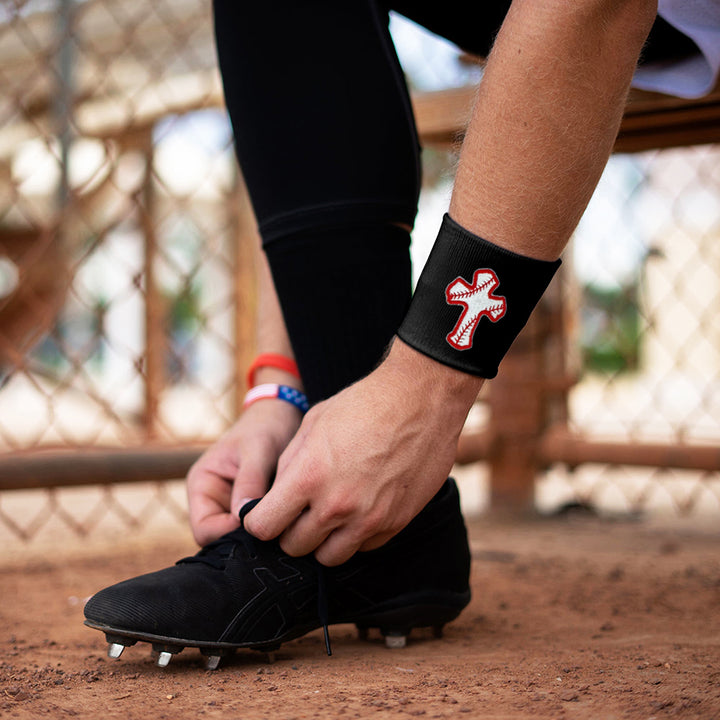 Baseball Cross Black Drip Wristband