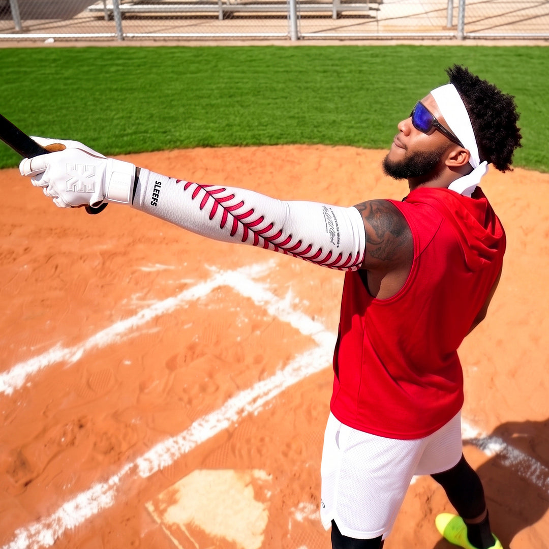 Baseball Lace Pro White Arm Sleeve