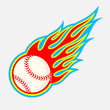 Baseball on Fire Sticker