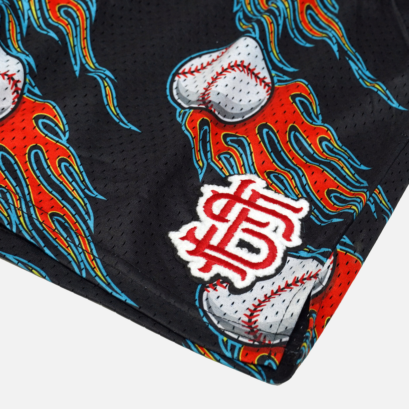 Baseballs on Fire Shorts - 5&quot;