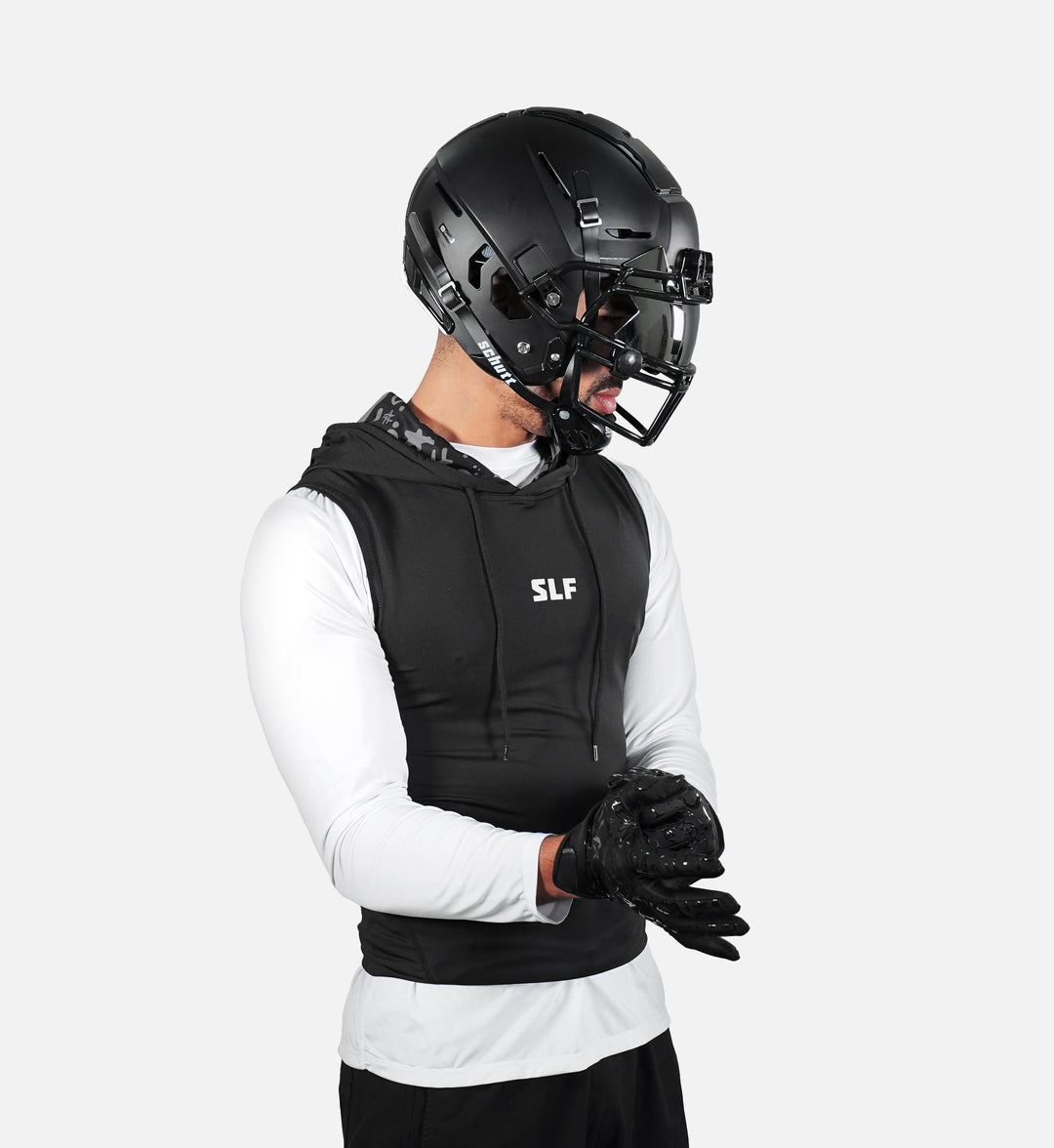Black Sleeveless Compression Hoodie