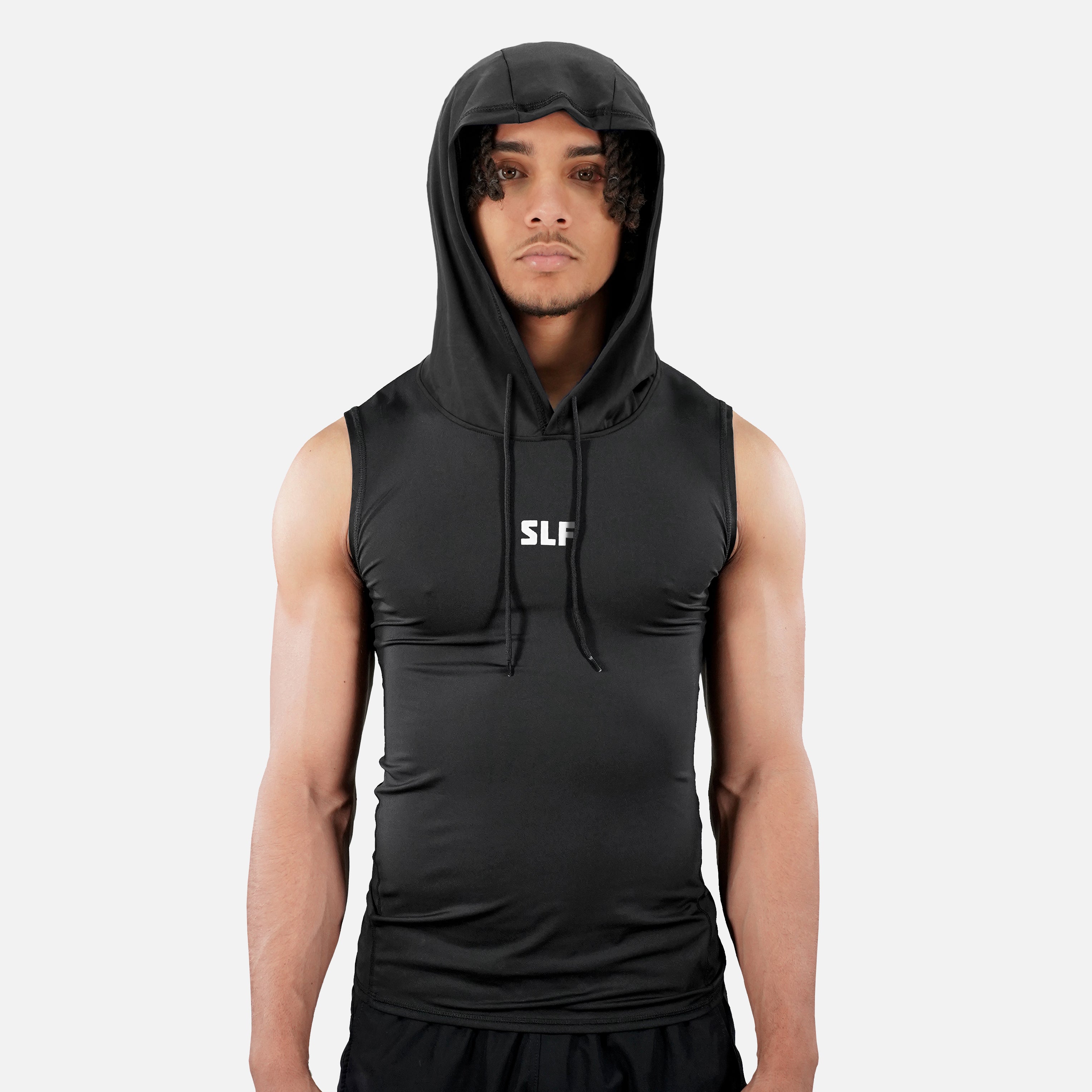 Black Sleeveless Compression Hoodie – SLEEFS