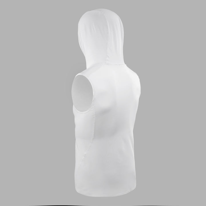 White Sleeveless Compression Hoodie - Big