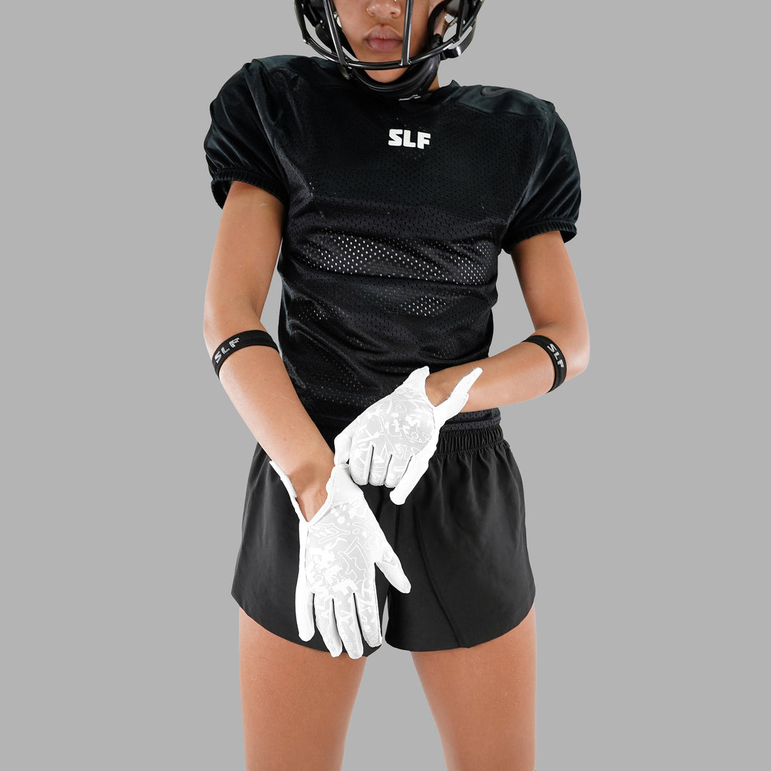 White Sticky Football Receiver Gloves for Women