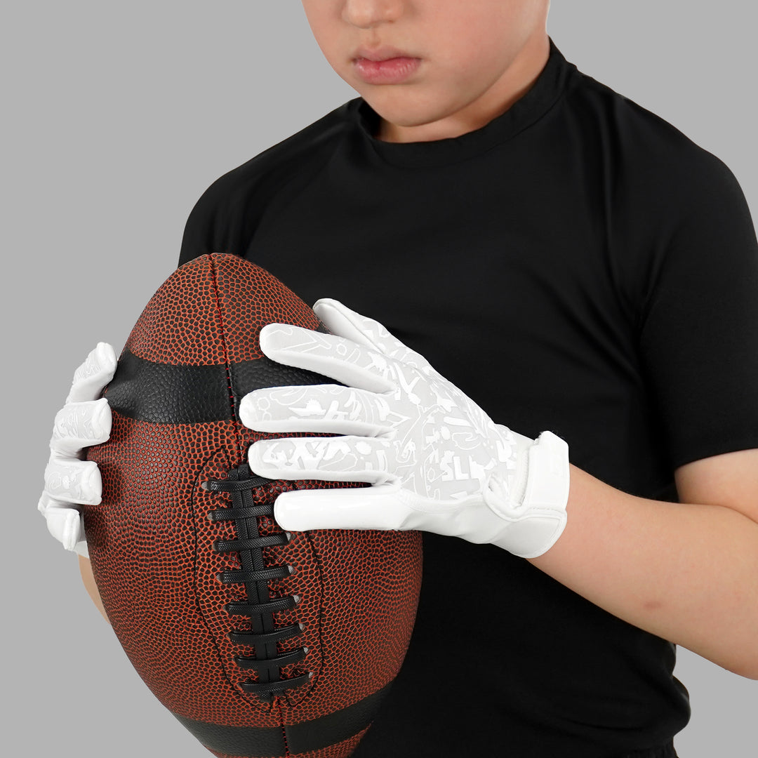 White Sticky Kids Football Receiver Gloves