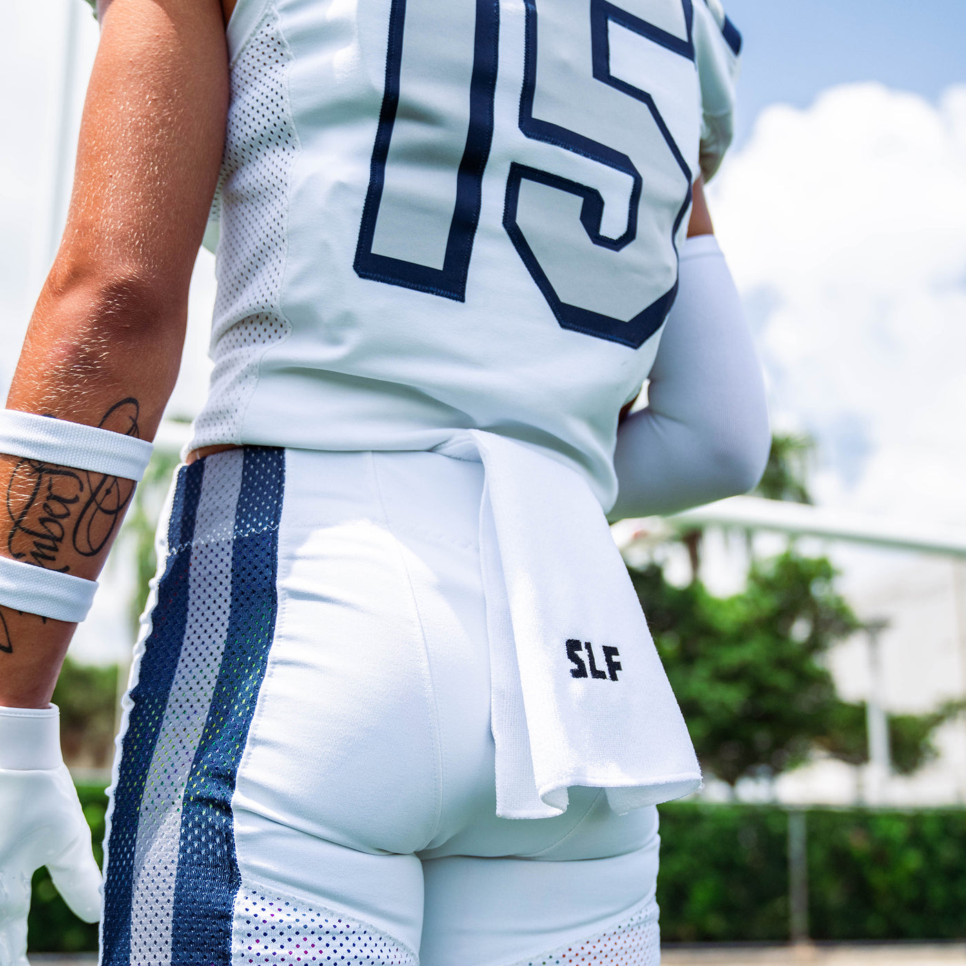 Basic White Football Towel with Logo