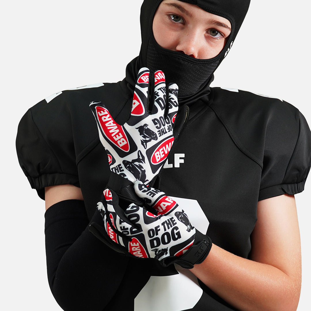 Beware of the Dog Sticky Kids Football Receiver Gloves