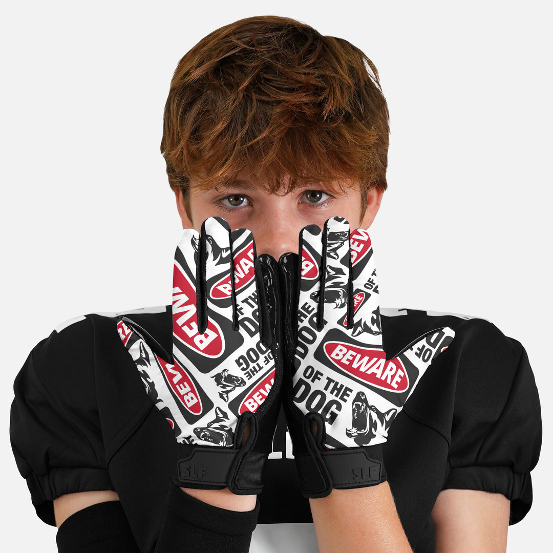 Beware of the Dog Sticky Kids Football Receiver Gloves