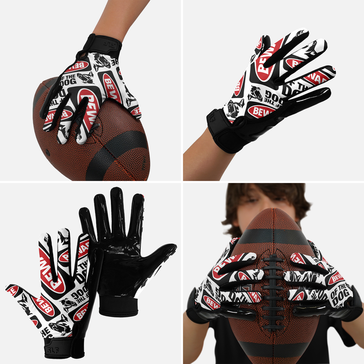 Beware of the Dog Sticky Kids Football Receiver Gloves