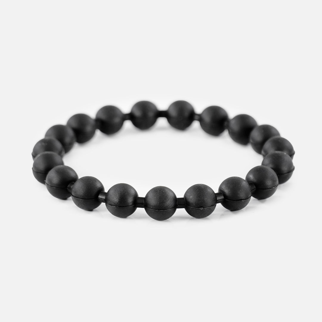 Black Beaded Silicone Wristband