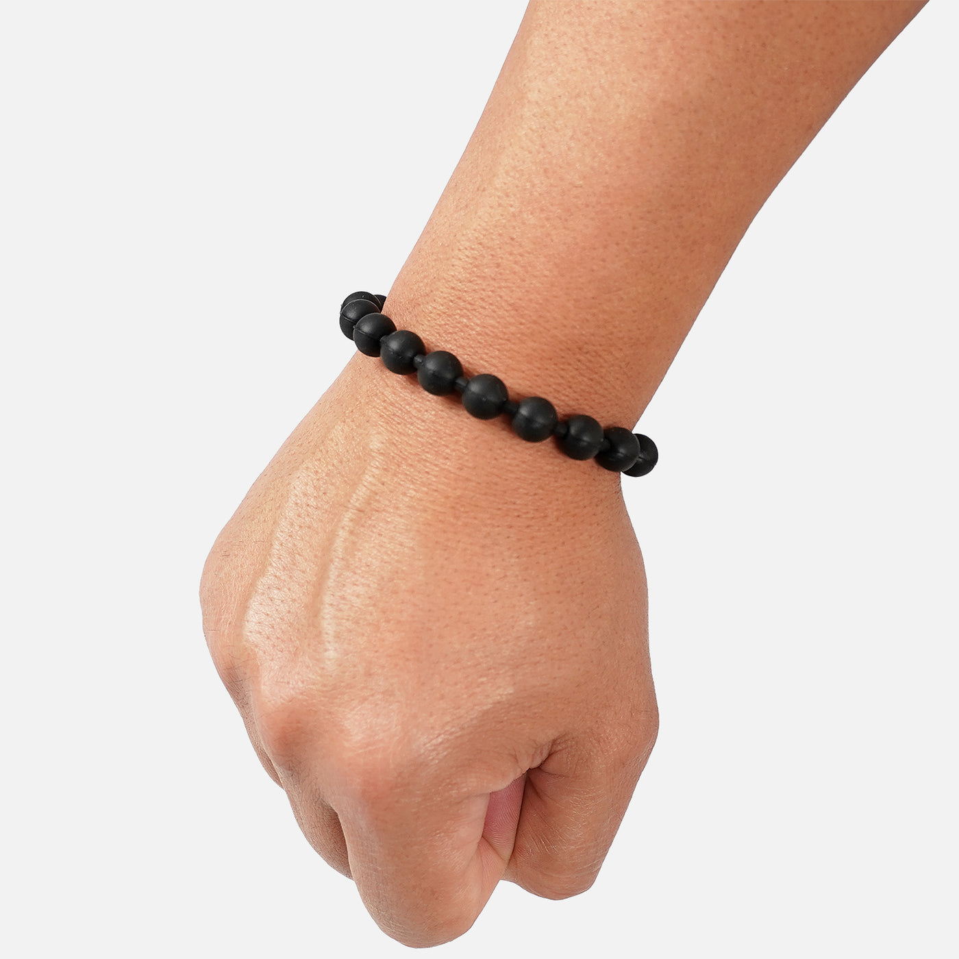 Black Beaded Silicone Wristband