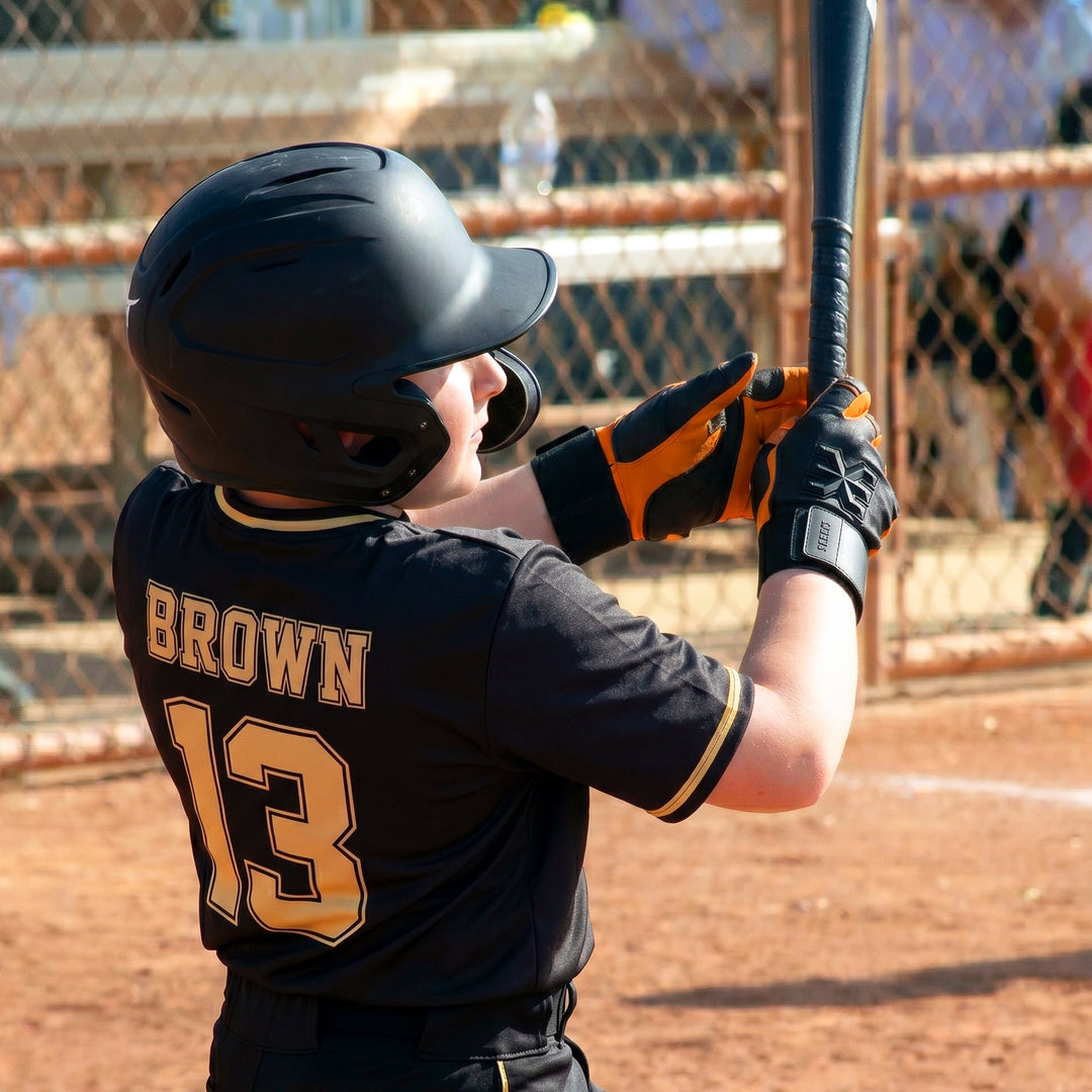 Black Kids Baseball Batting Gloves