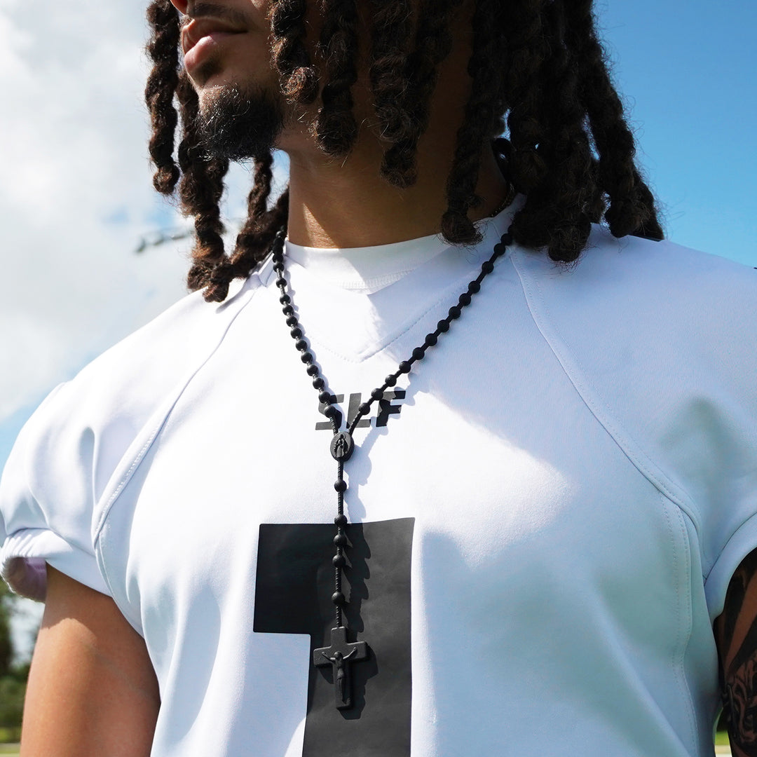 Black Rosary Cross Silicone Necklace