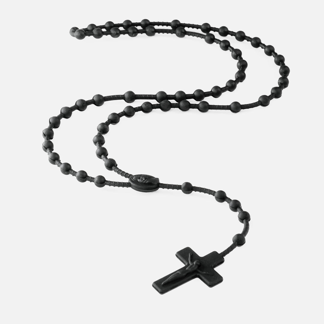 Black Rosary Cross Silicone Necklace