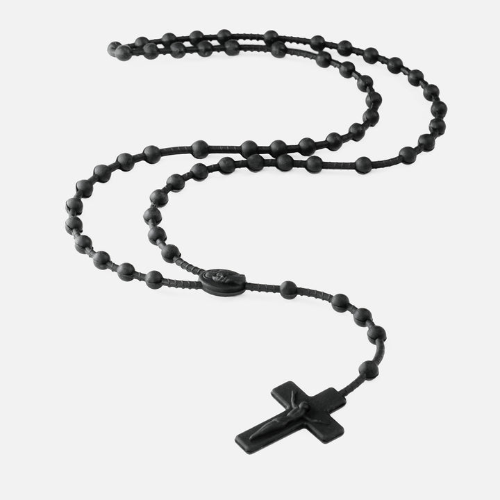 Black Rosary Cross Silicone Necklace