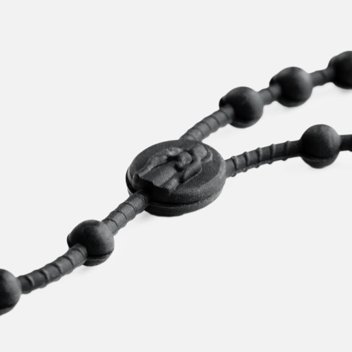 Black Rosary Cross Silicone Necklace