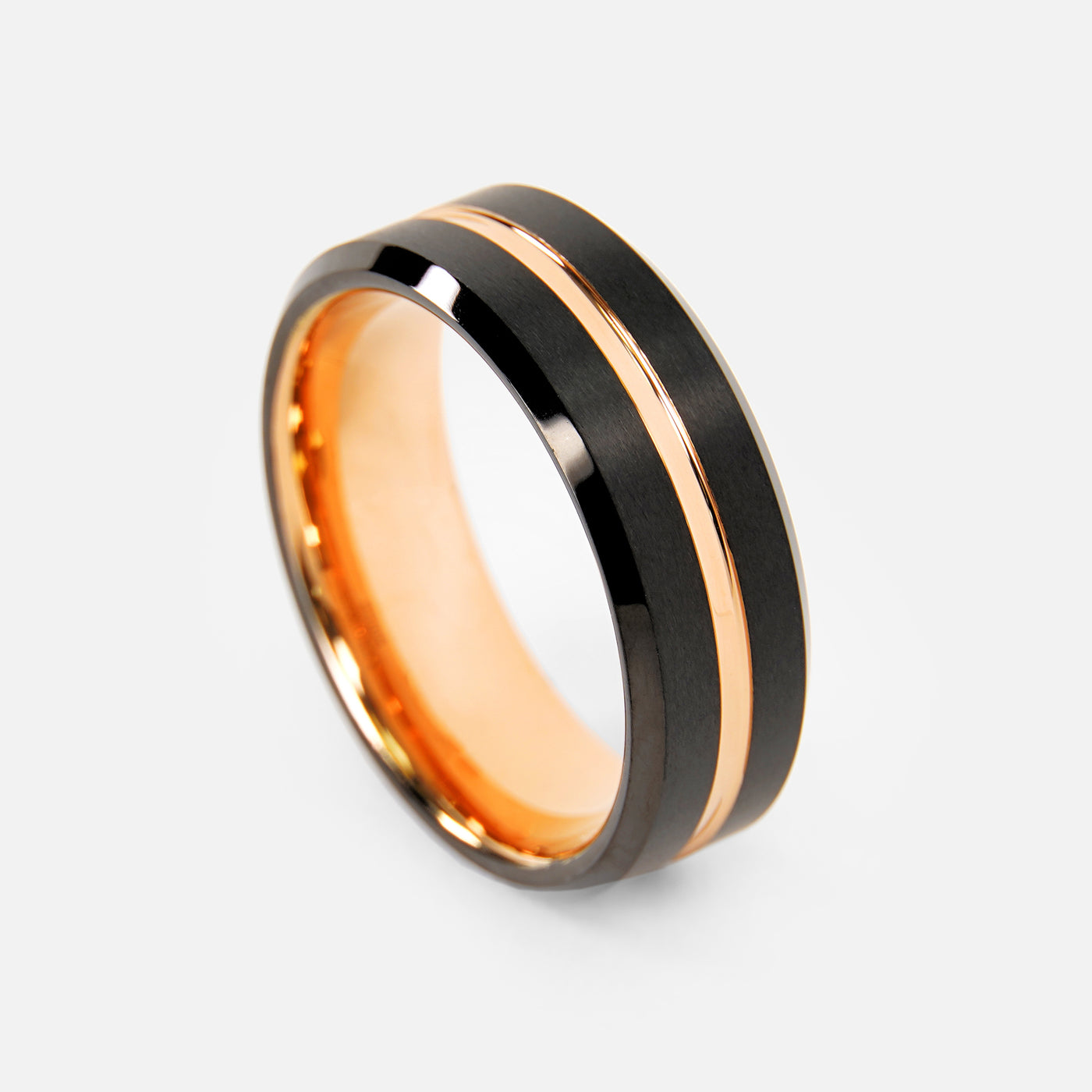 Black Tungsten Golden Stria Ring