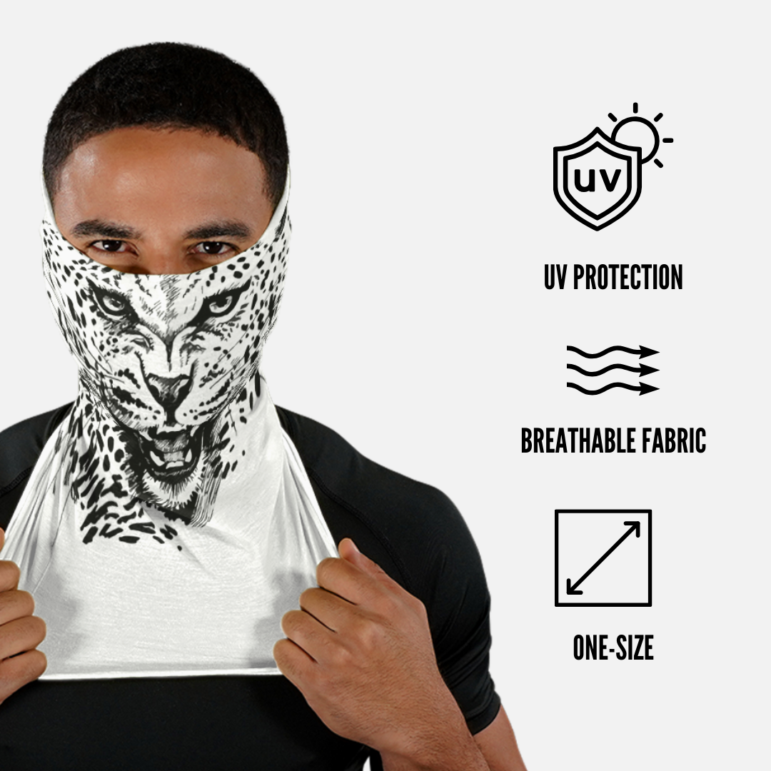 Black White Leopard Neck Gaiter