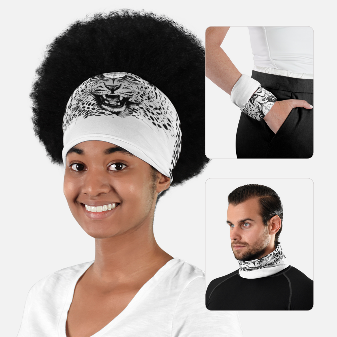 Black White Leopard Neck Gaiter