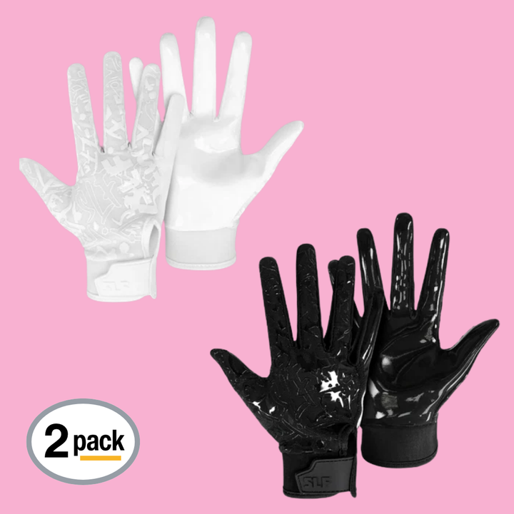 White + Black Sticky Football Receiver Gloves for Women