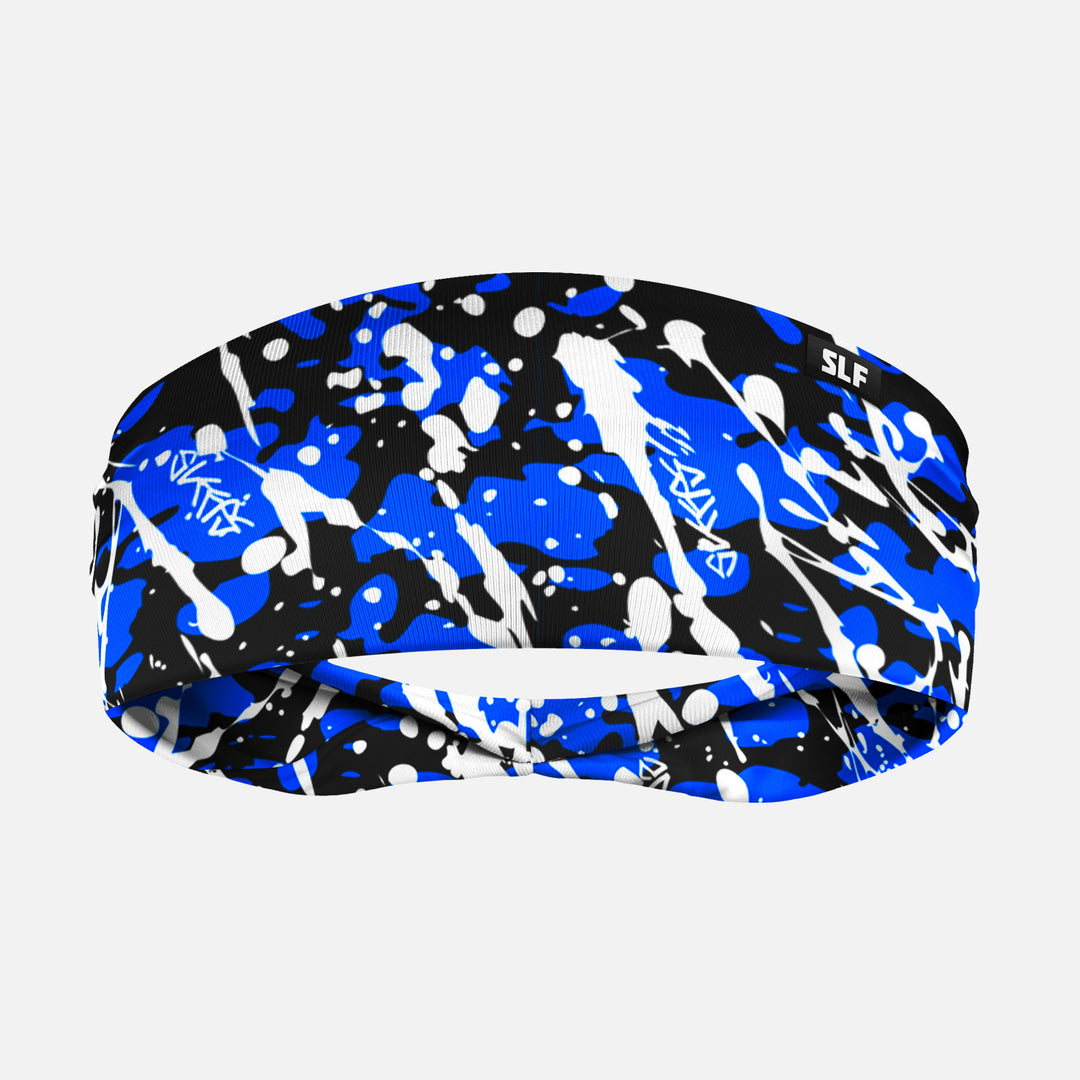 Blue Camo White Splatter Headband
