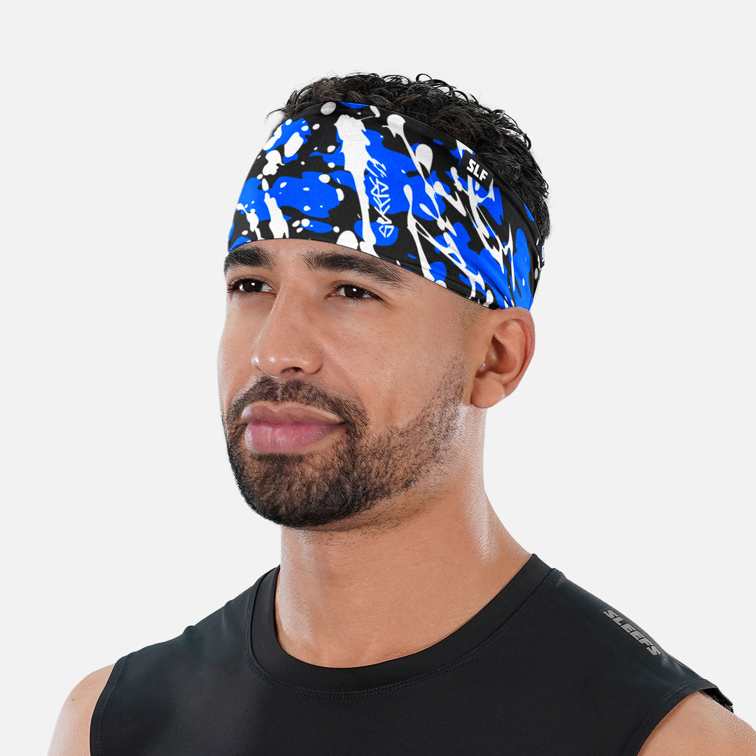Blue Camo White Splatter Headband