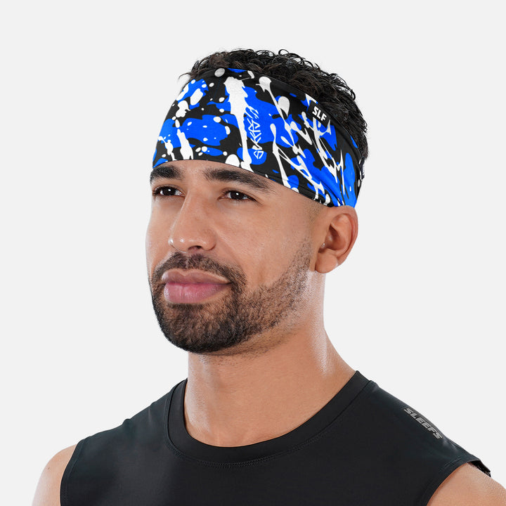 Blue Camo White Splatter Headband