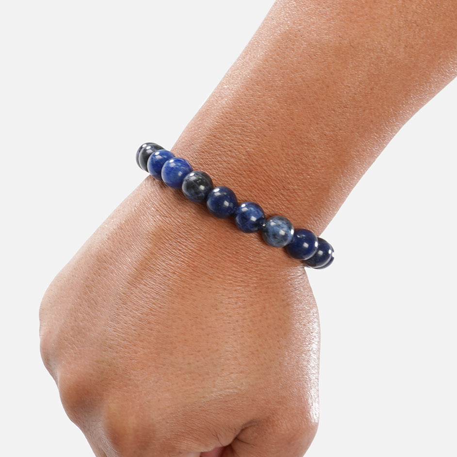 Blue Marble Beaded Bracelet