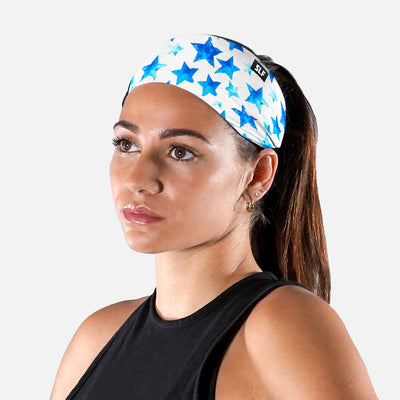 Blue Watercolor Stars Headband