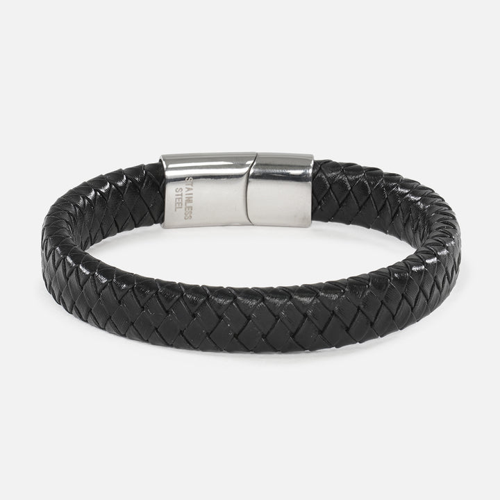 Braided Black Leather Bracelet