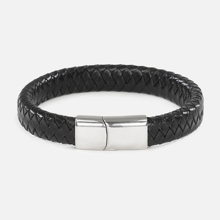 Braided Black Leather Bracelet