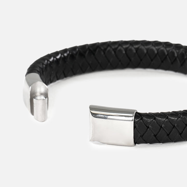 Braided Black Leather Bracelet