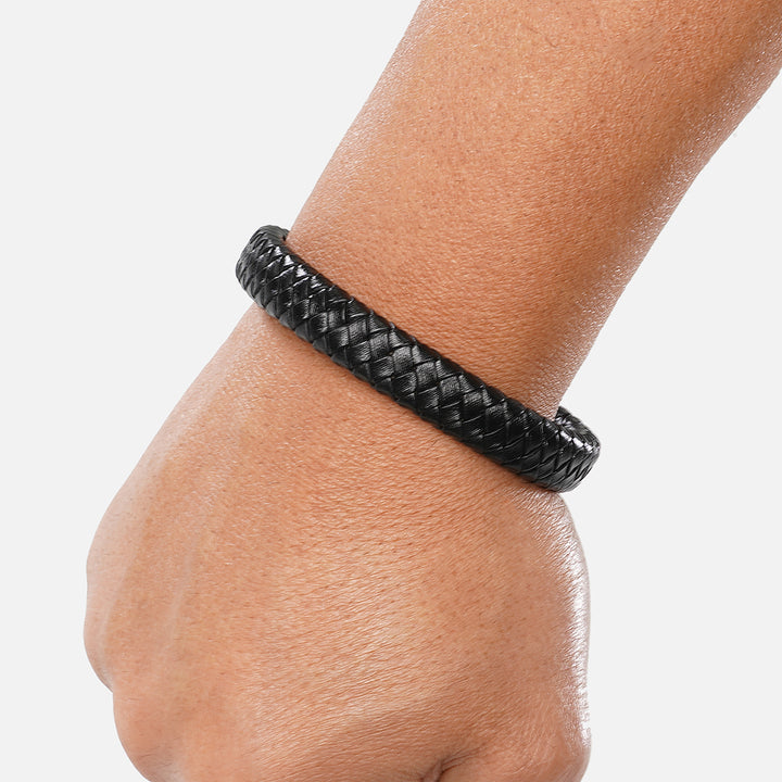 Braided Black Leather Bracelet