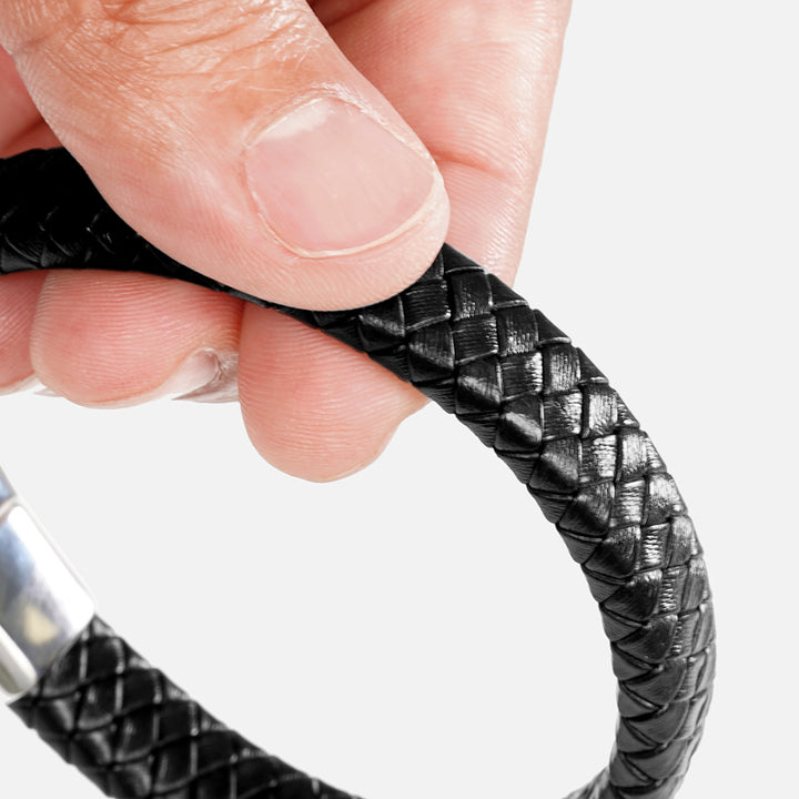 Braided Black Leather Bracelet