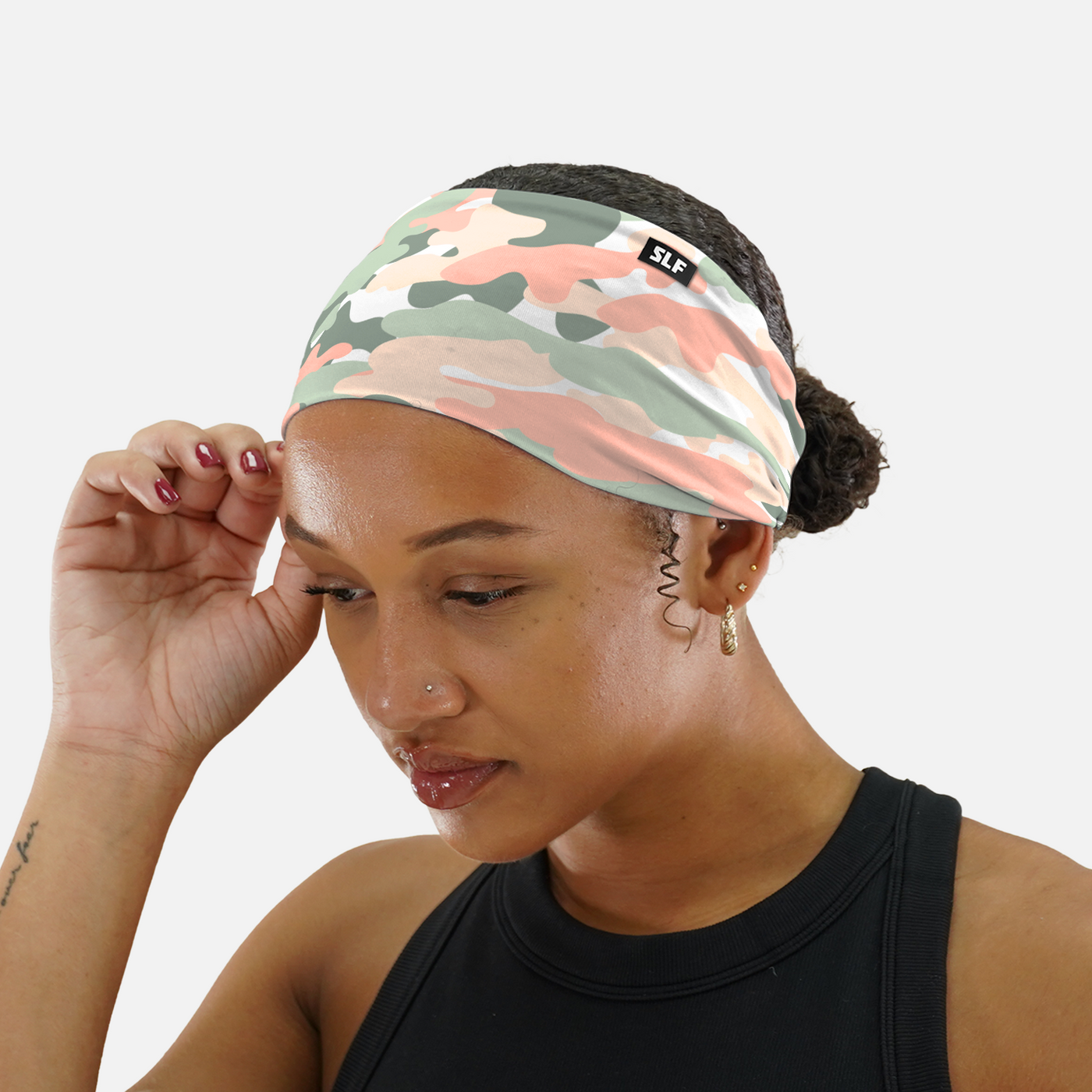 Camo Pastel Green Pink Headband