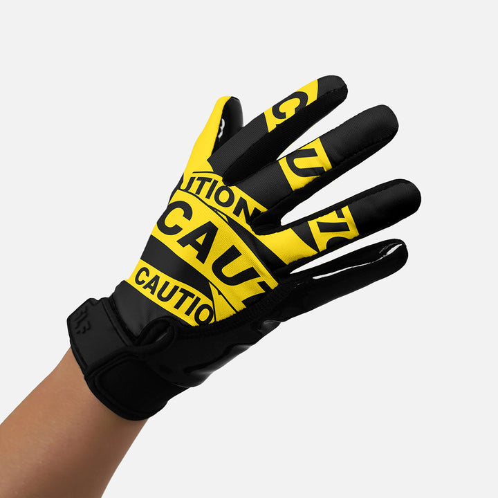 Caution Tape Sticky Football Receiver Gloves